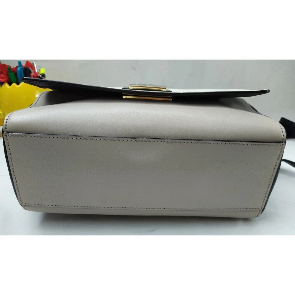 Kate Spade Magnolia Park White Leather 3-Tone Pushlock Satchel Crossbody Bag
